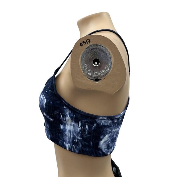 Poof Seamless Ribbed Sports Bra Strappy Back Workout Yoga Tie-Dye Blue Women S/M - Picture 4 of 7